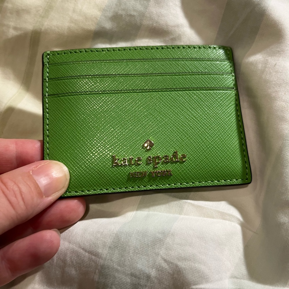 Kate Spade Kelly Green Gold Classic Multi-Slot Card Holder